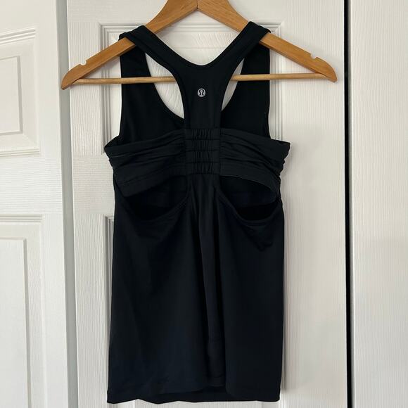Lululemon Tone It Tank Cutout Mesh Built-In Bra Light Luxtreme Black Size 4 - Picture 4 of 6